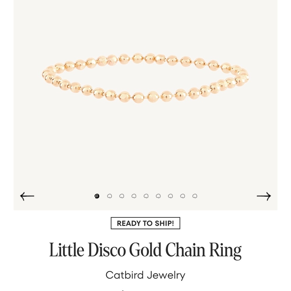 Catbird Gold Beaded Chain Ring